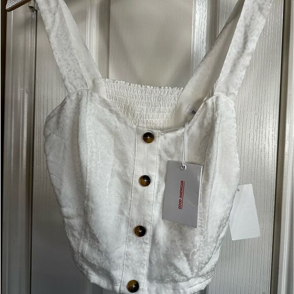 GOOD American jacquard button cami ivory leopard animal print NWT - Picture 5 of 11